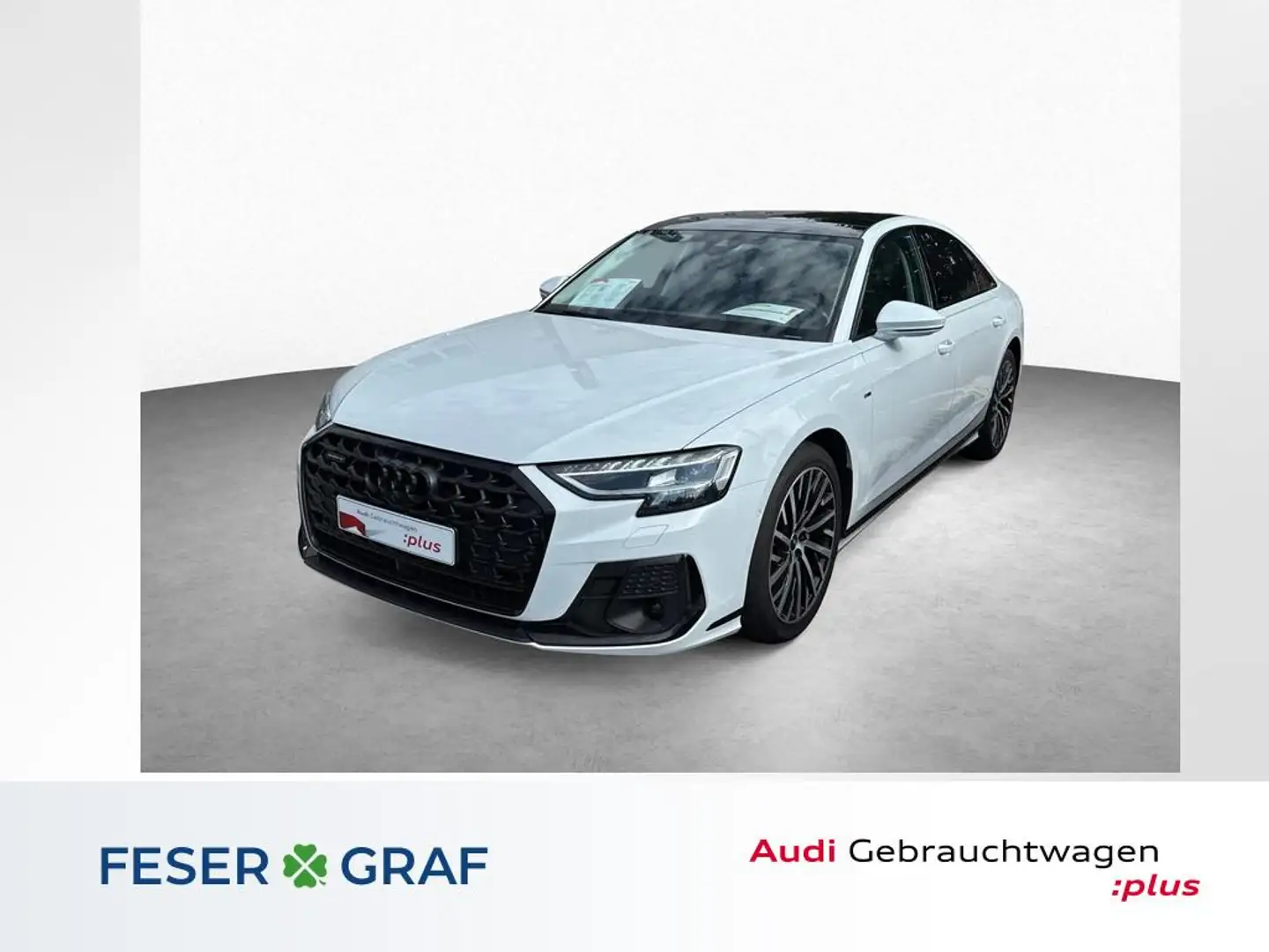 Audi A8 50 TDI qu S line-AHK-Pano-Stdhzg-B&O Blanc - 1