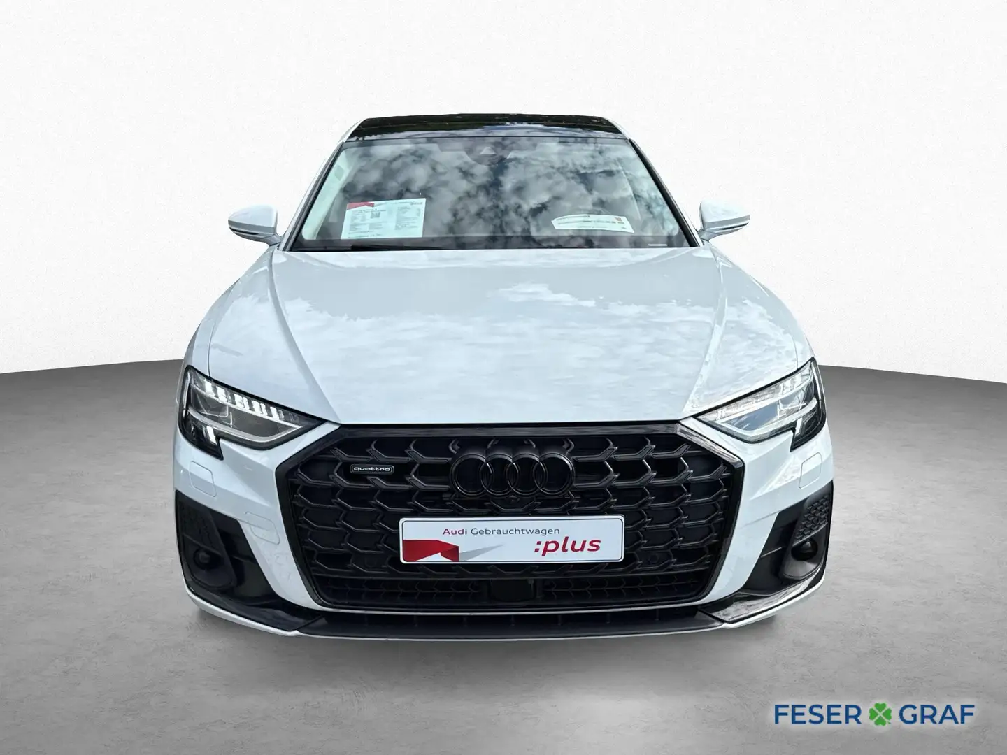 Audi A8 50 TDI qu S line-AHK-Pano-Stdhzg-B&O Blanc - 2