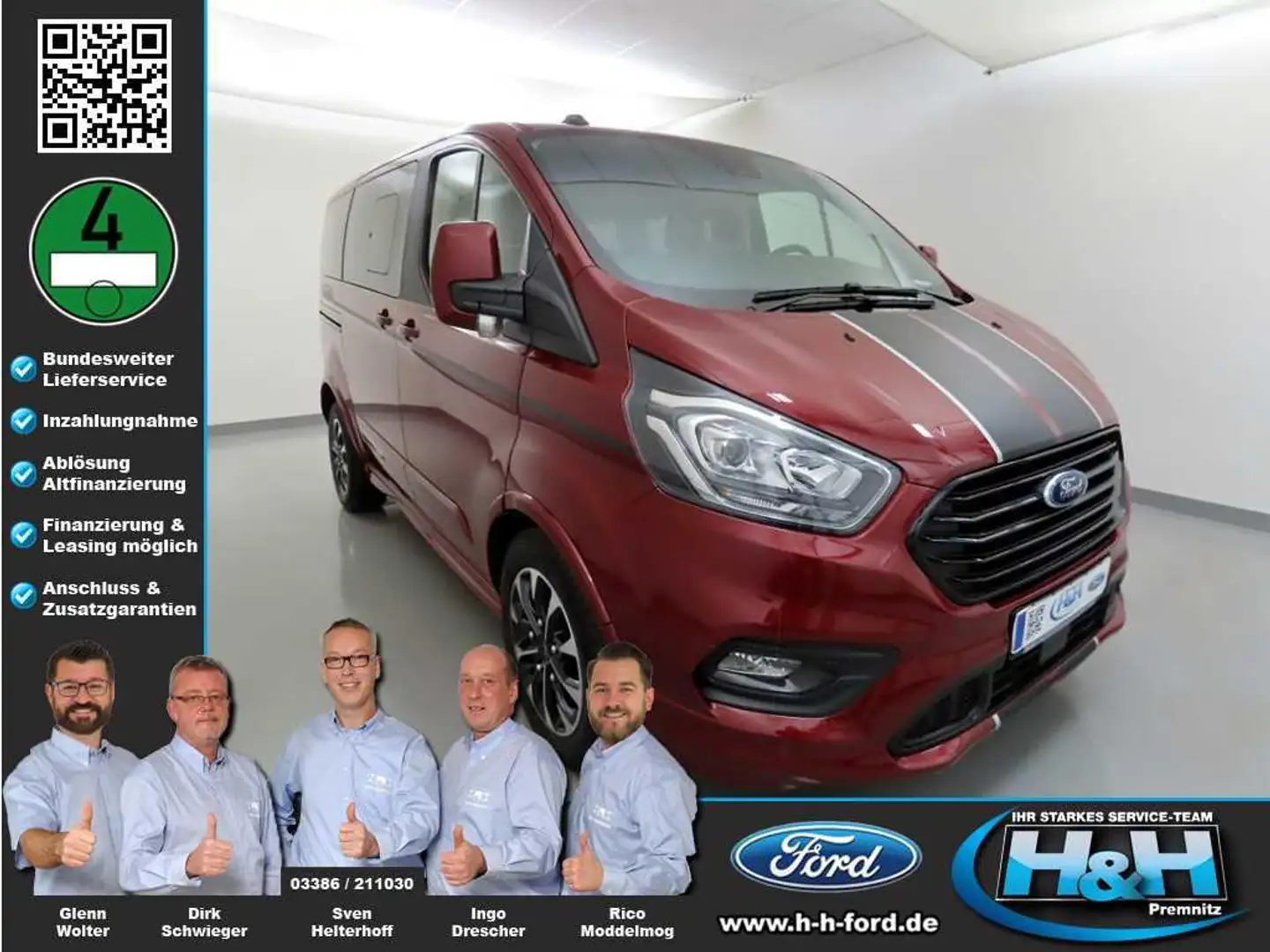 Ford Tourneo Custom 2.0 Aut. Sport L1 Xenon+Kamera Red - 1