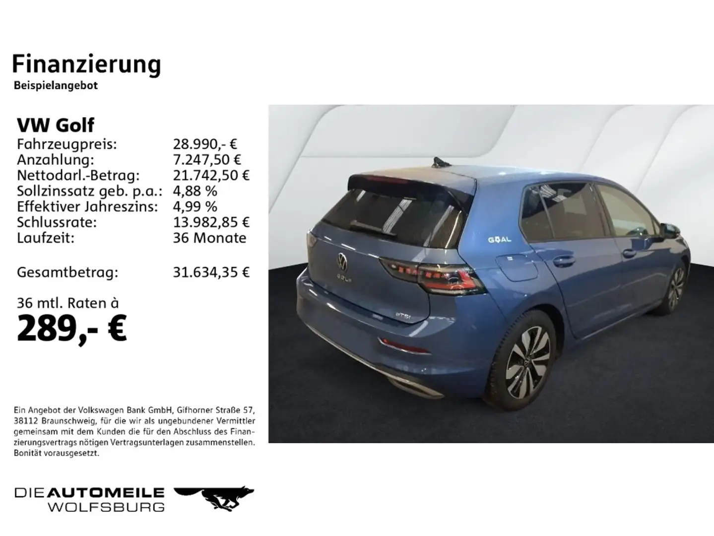 Volkswagen Golf 8 VIII 1.5 eTSI DSG Goal Matrix/ACC/AHK Blau - 2