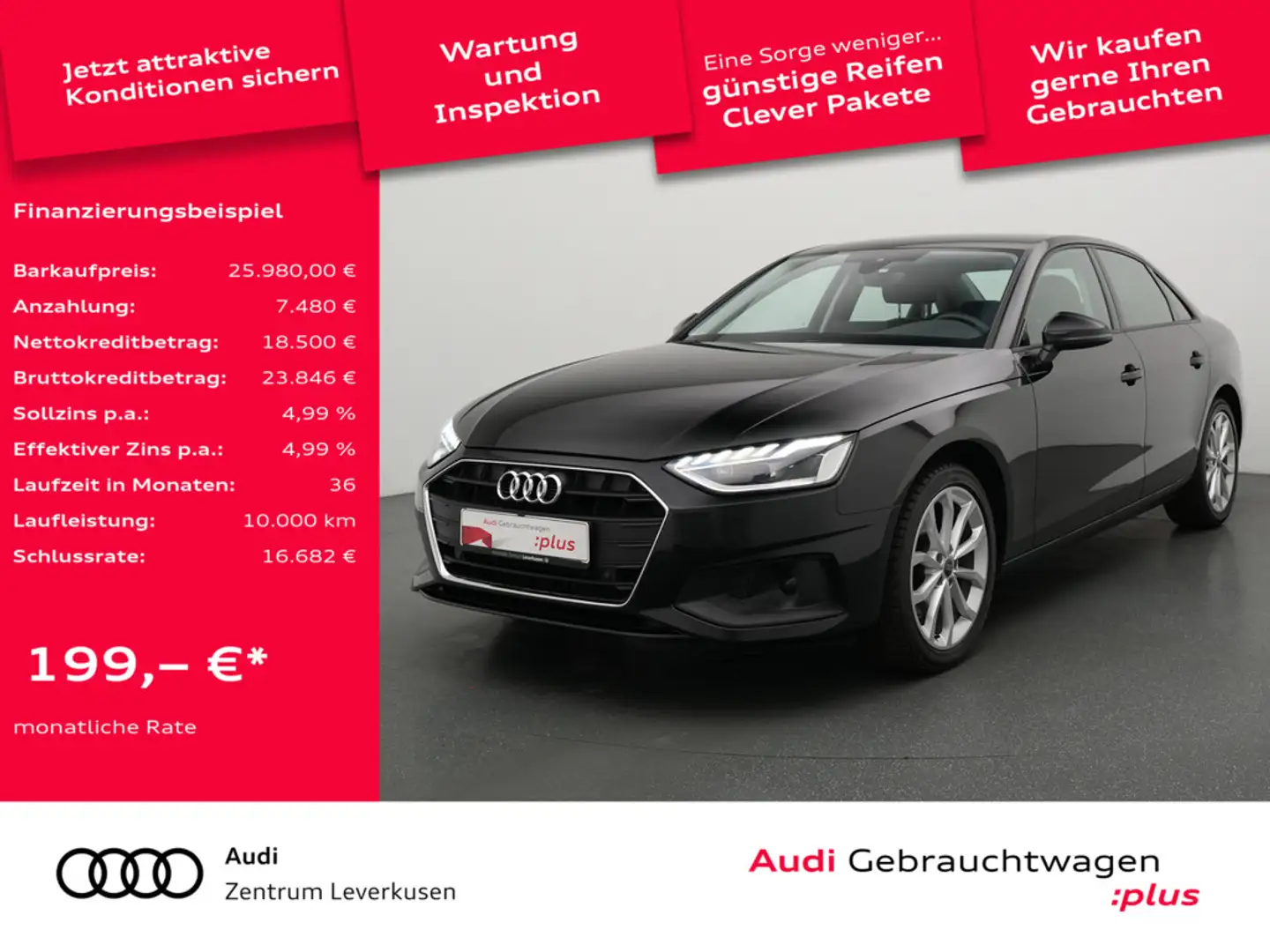 Audi A4 S-TRON LED NAVI CARPLAY SHZ PDC Schwarz - 1