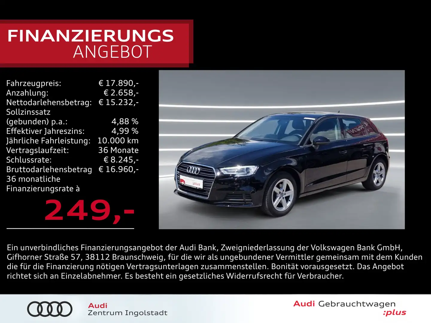 Audi A3 Sportback 30 g-tron S tronic NAVI GRA 2x PDC Schwarz - 1