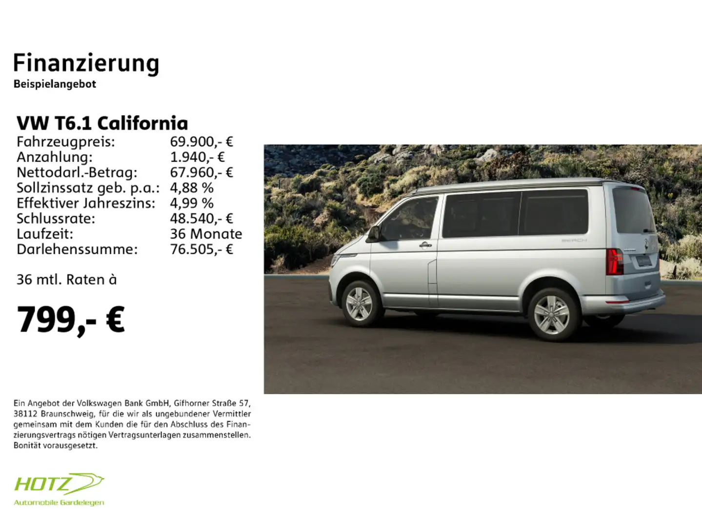 Volkswagen T6.1 California 2.0 TDI SCR DSG Beach Camper Auf Silber - 2