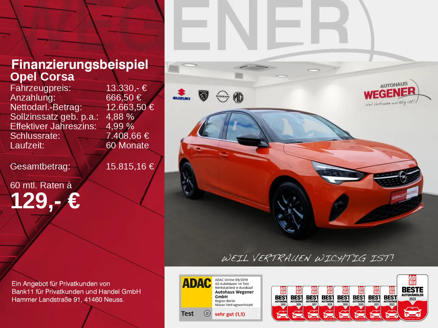 Opel Corsa CORSA ELEGANCE 6MT NAVI SHZ WKR  Winterpaket Orange - 2