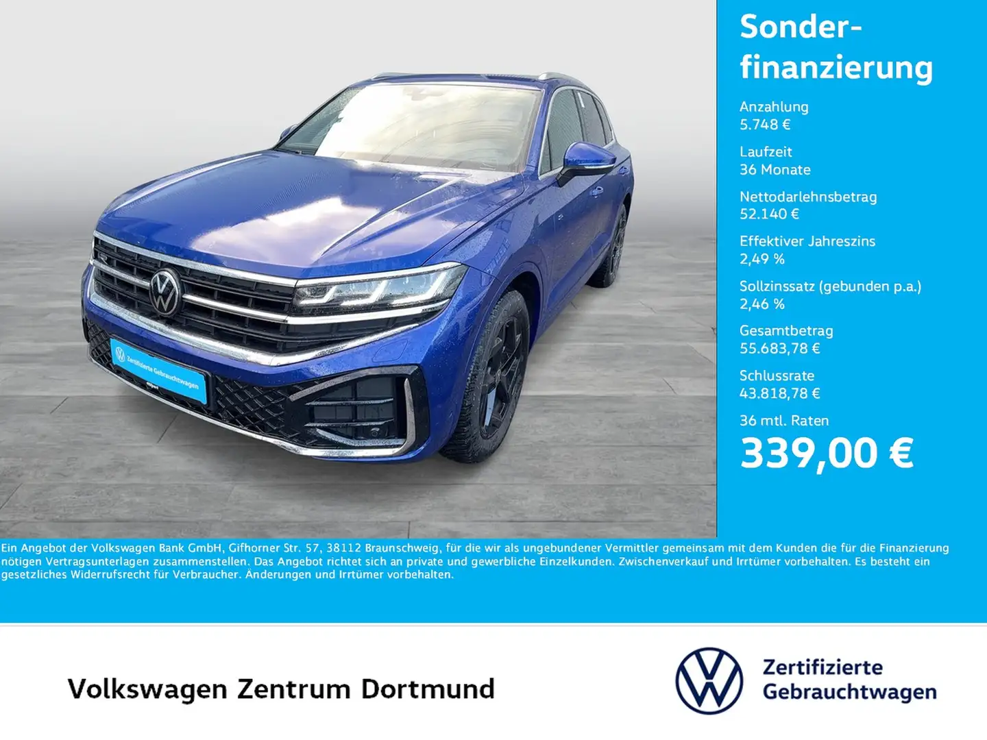 Volkswagen Touareg V6 R-LINE NEUES MODELL AHK CAM ACC LM19 Bleu - 1