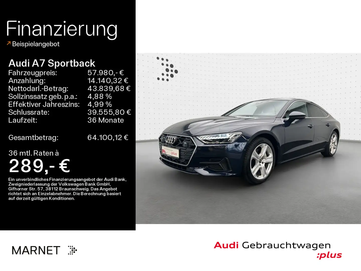 Audi A7 45 TDI quattro*Stadt/Tour*HD Matrix Bleu - 1