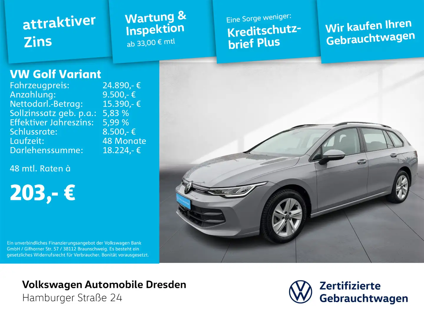 Volkswagen Golf Variant Golf VIII Variant Life 1.5 eTSI LED AREAVIEW APP Grau - 1