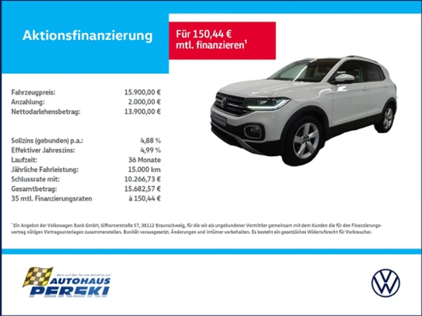 Volkswagen T-Cross 1.0 TSI Style KLIMA, NAVI, LED Blanc - 1