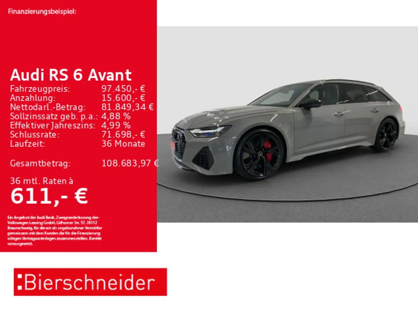 Audi RS6 RS6 Avant AHK LASER STHZ PANO B&O Grau - 1