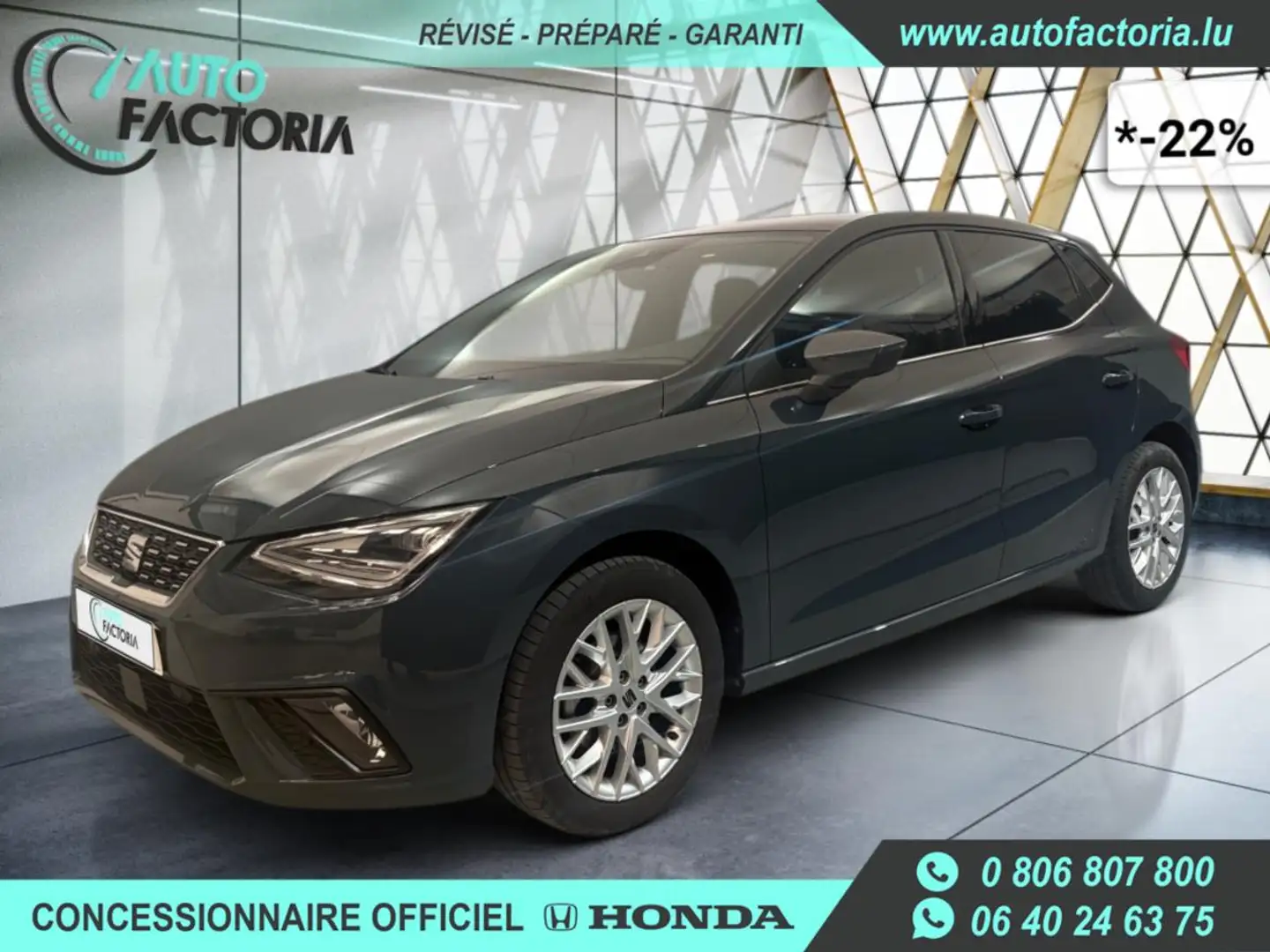 SEAT Ibiza -22% 1.0 TSI 115cv +MIRRORLINK+CAM+LED+Options Bleu - 1