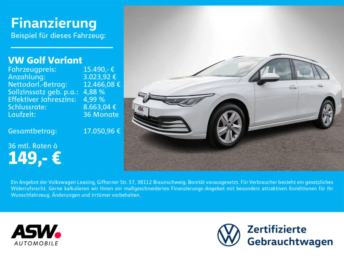 Volkswagen Golf Variant Life 2.0TDI LED NAVI ACC PDC SHZ Weiß - 1