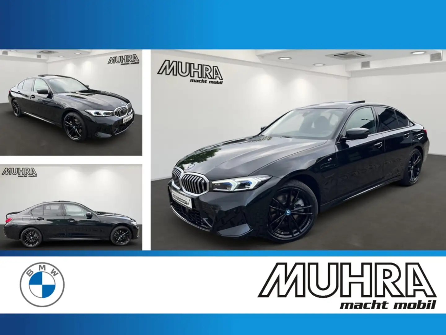 BMW 330 e xDrive M Sport 19" Leder HUD AHK Glasd. ACC Noir - 1