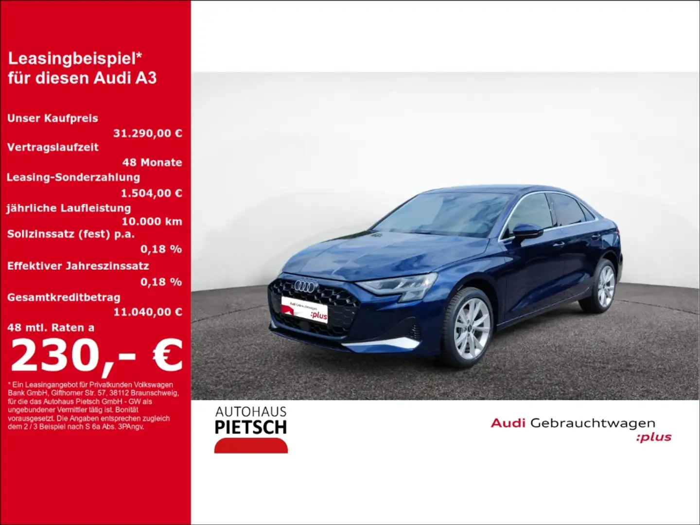 Audi A3 Limo 30 TFSI advanced ACC LED DigCockpit Bleu - 1