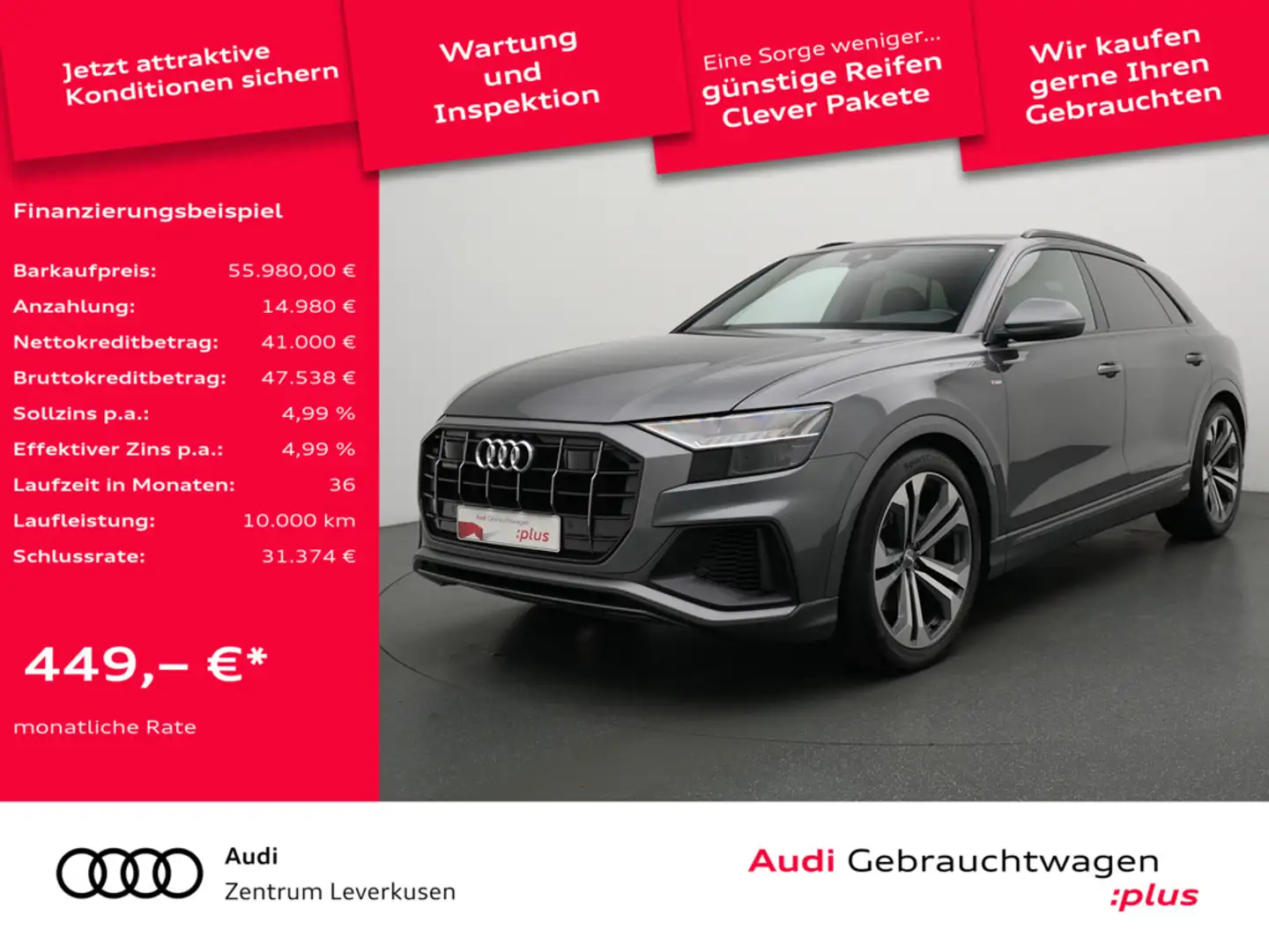 Audi Q8 50 quattro ACC AHK NAVI SHZ KAM B&O Grau - 1