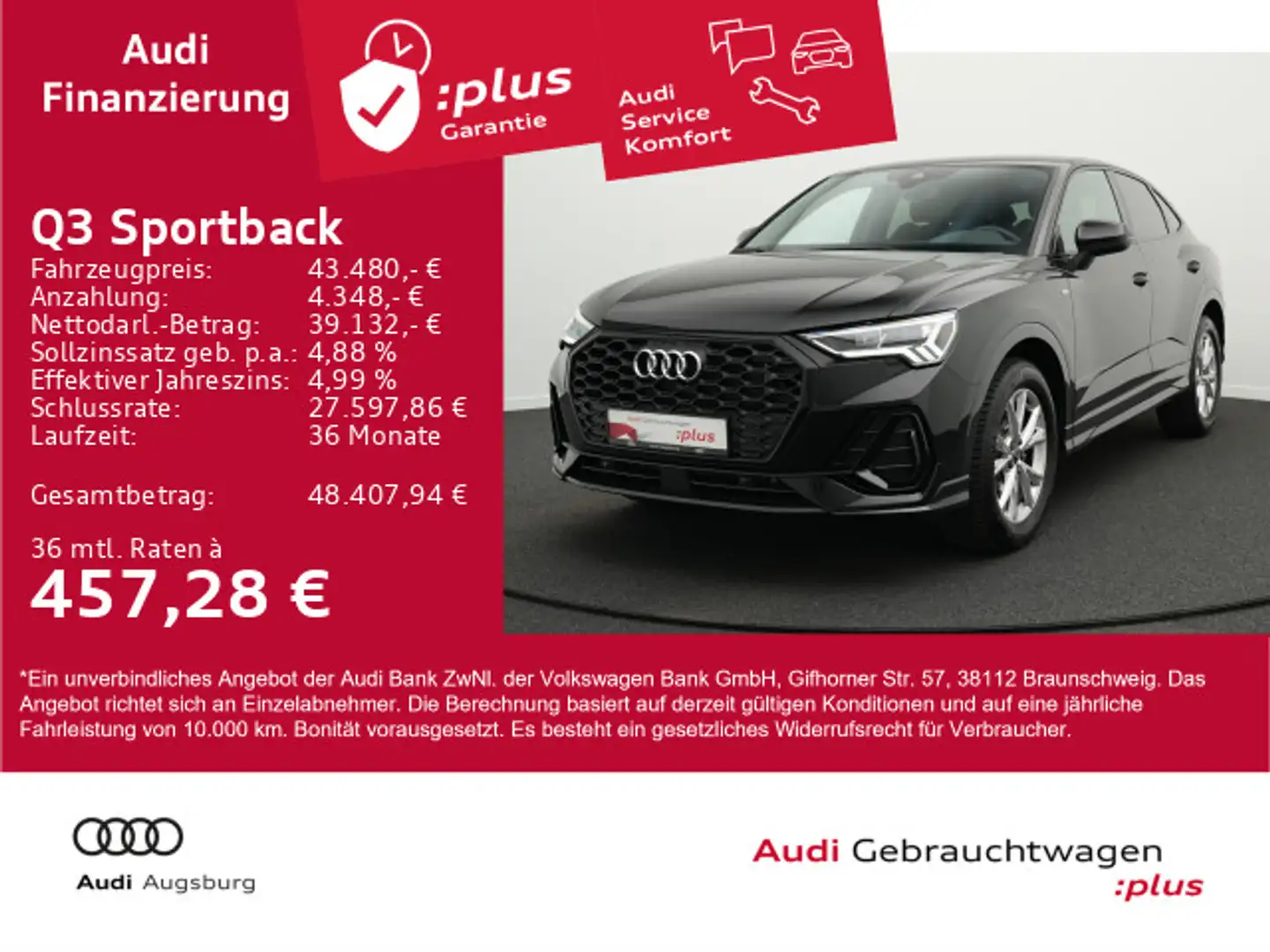 Audi Q3 S line 35 TDI S tr. *ACC*AHK*KAM*18 Schwarz - 1