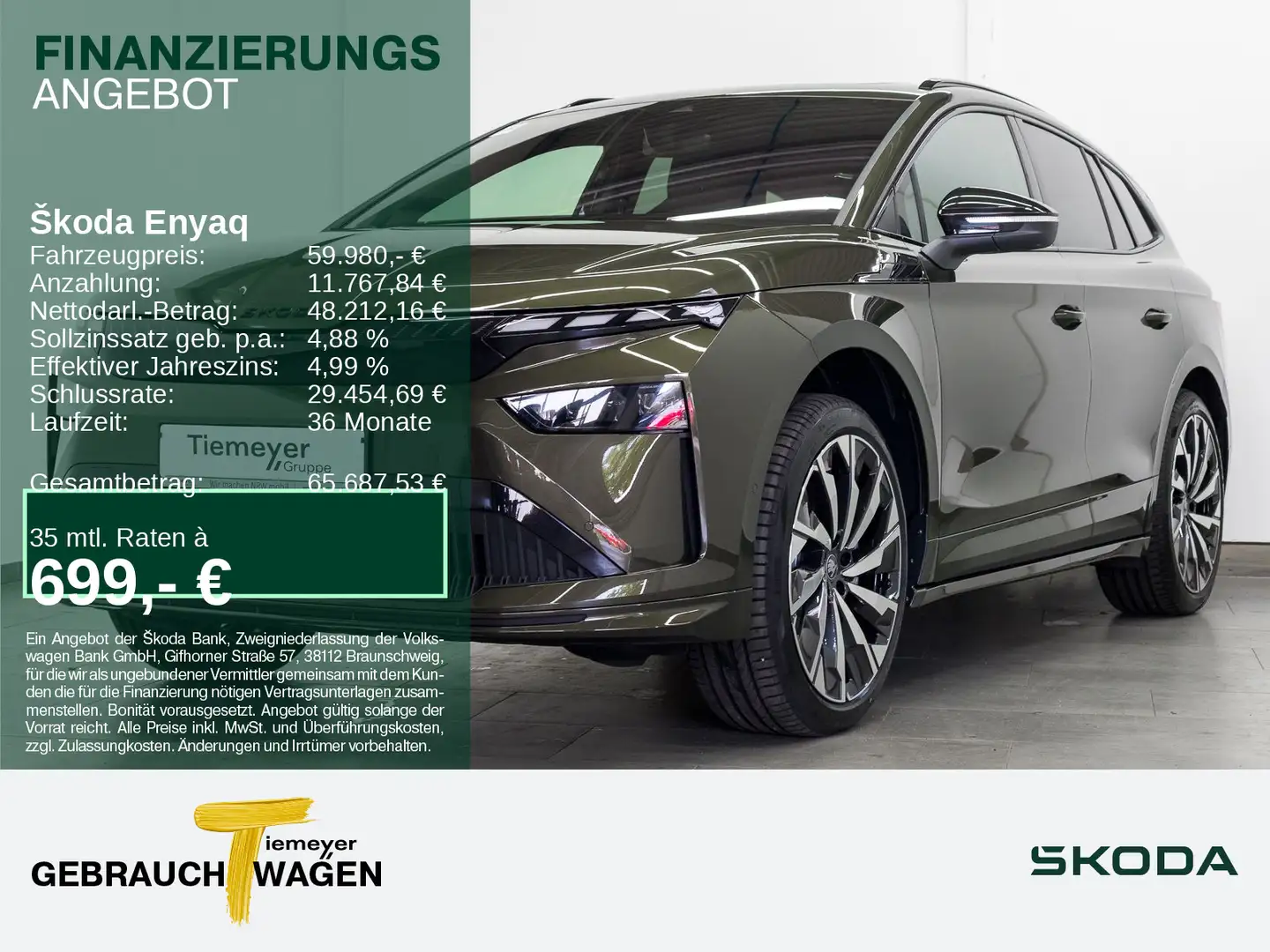 Skoda Enyaq iV 85x Sportline AHK Navi Pano CANTON Grün - 1