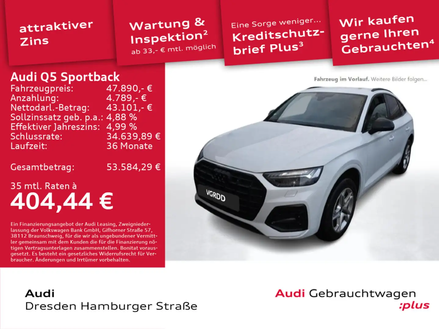 Audi Q5 40 TDI advanced quattro Matrix AHZV Weiß - 1