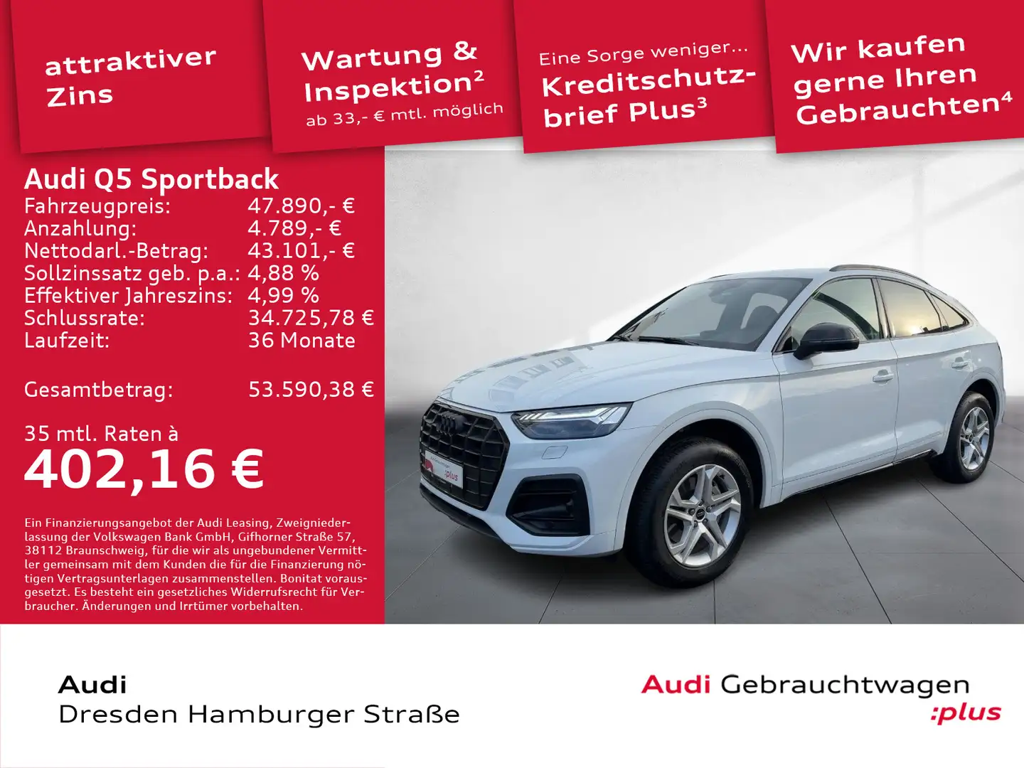 Audi Q5 40 TDI advanced quattro Matrix AHZV Weiß - 1