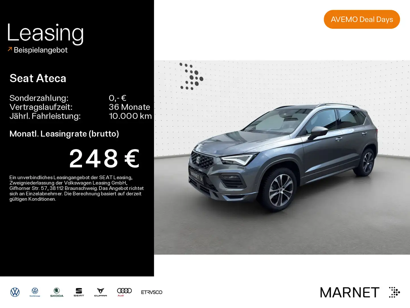 SEAT Ateca FR-Line 2.0 TDI DSG Navi*AHK*KAM*El.Heckkl Gris - 1