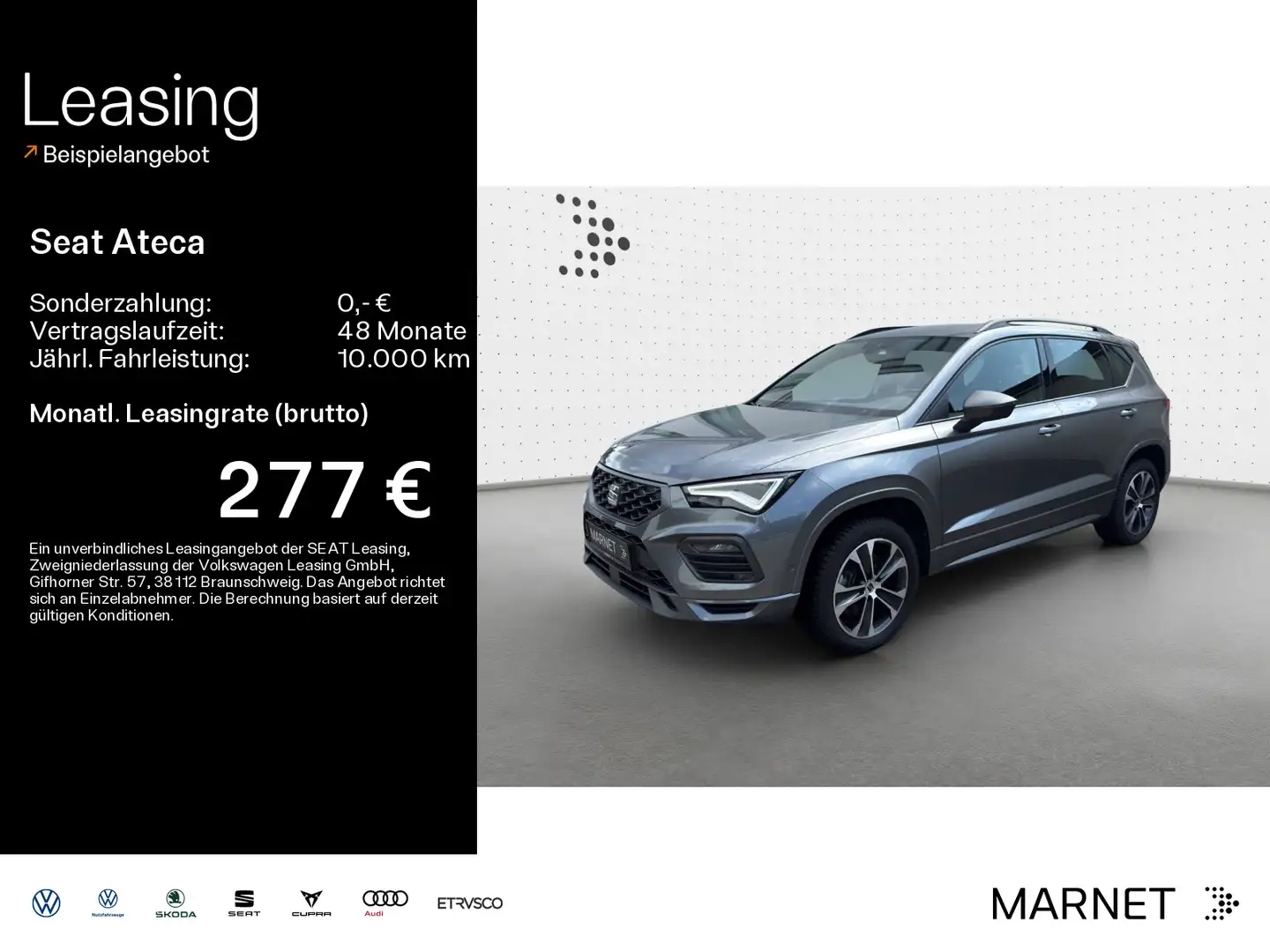 SEAT Ateca FR-Line 2.0 TDI DSG Navi*AHK*KAM*El.Heckkl Gris - 1