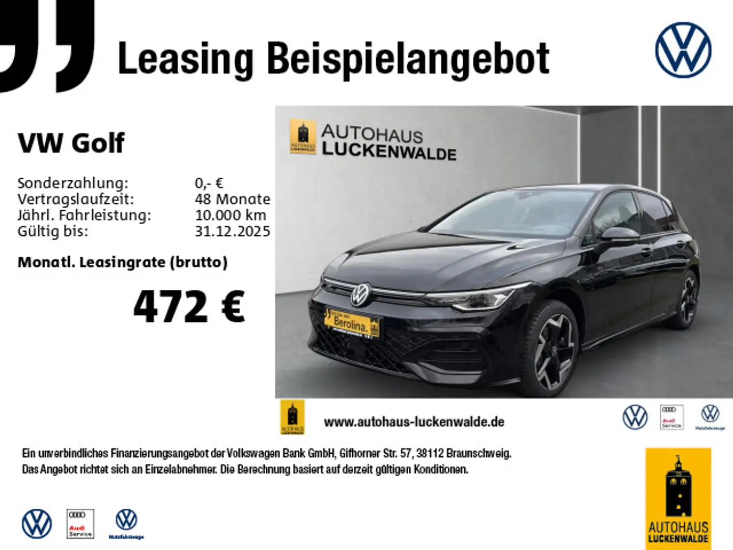 Volkswagen Golf VIII 1.5 eTSI R-Line DSG *LED+*NAV*HuD*ACC* Schwarz - 1