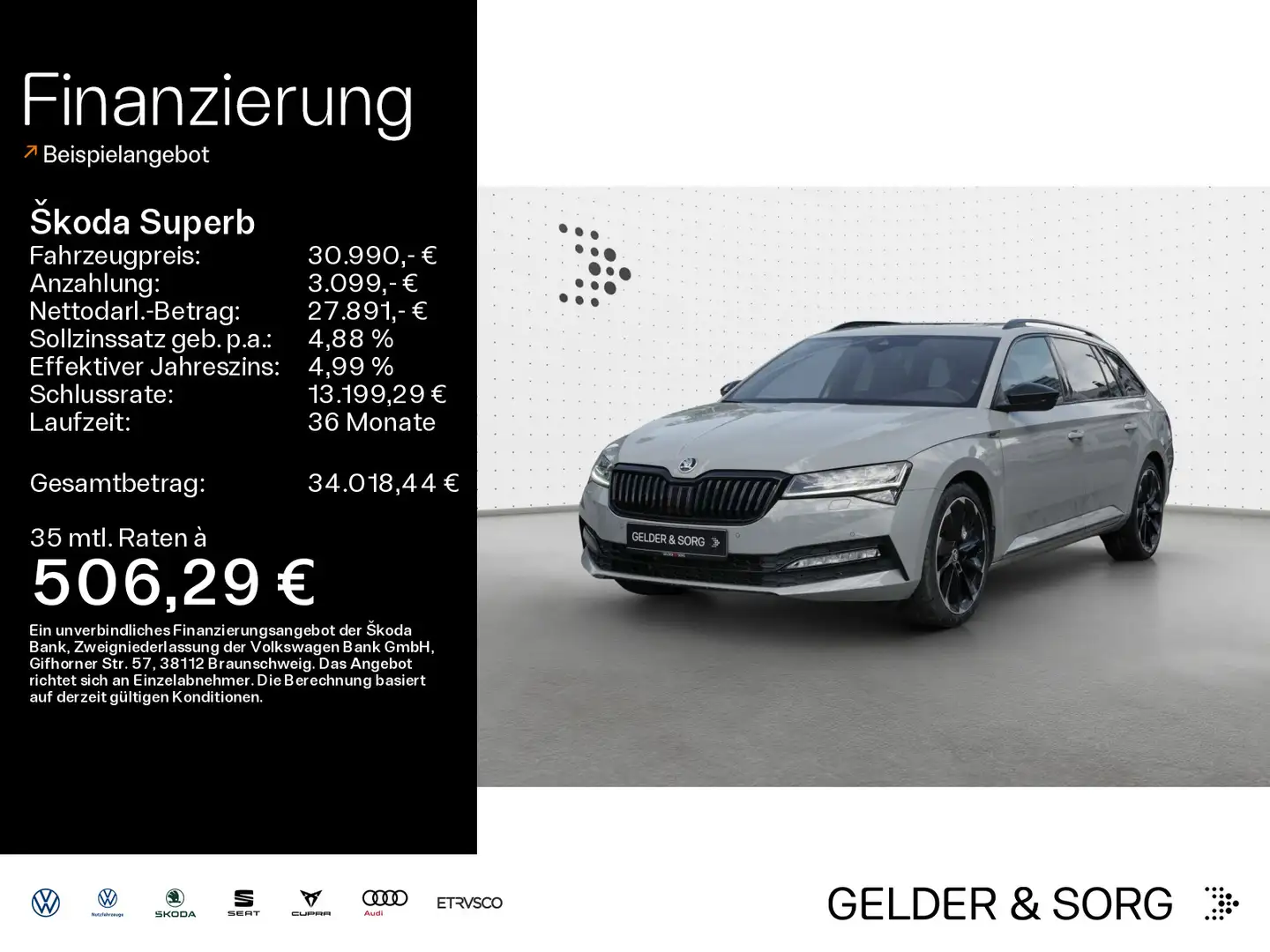 Skoda Superb Combi Sportline 2.0 TDI AHK*Pano*LED*ACC Grijs - 1