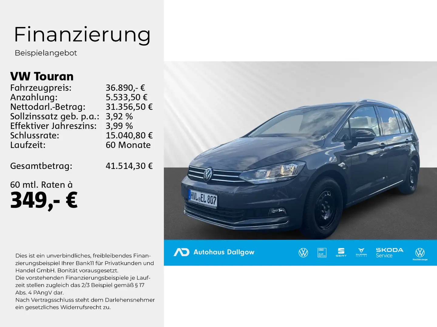 Volkswagen Touran "Comfortline" 1.5 l TSI DSG 7-Sitzer RFK+ Grau - 2