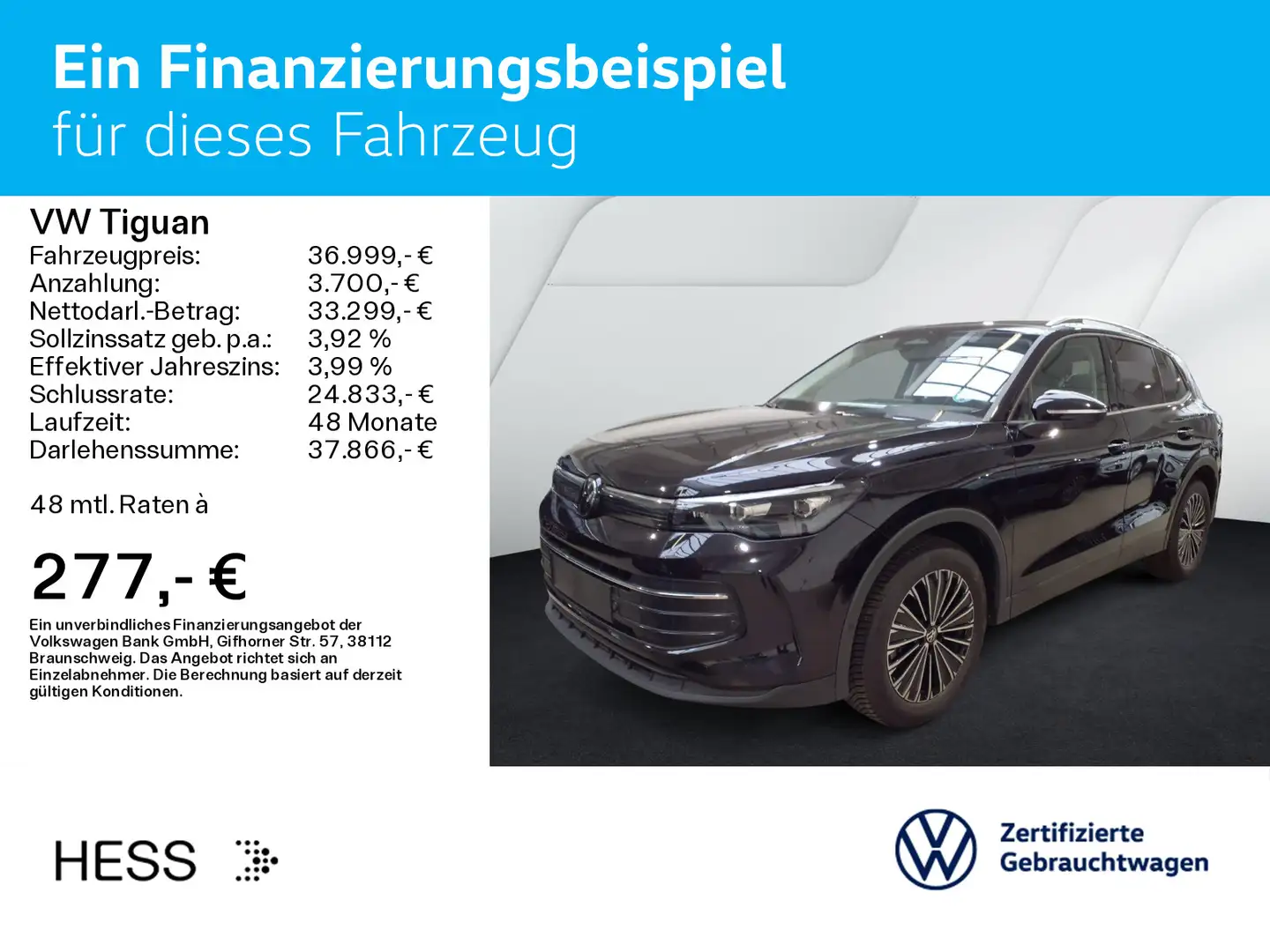 Volkswagen Tiguan 2.0 TDI DSG LIFE*LED*AHK*KAMERA*NAVI*KLIM Schwarz - 2