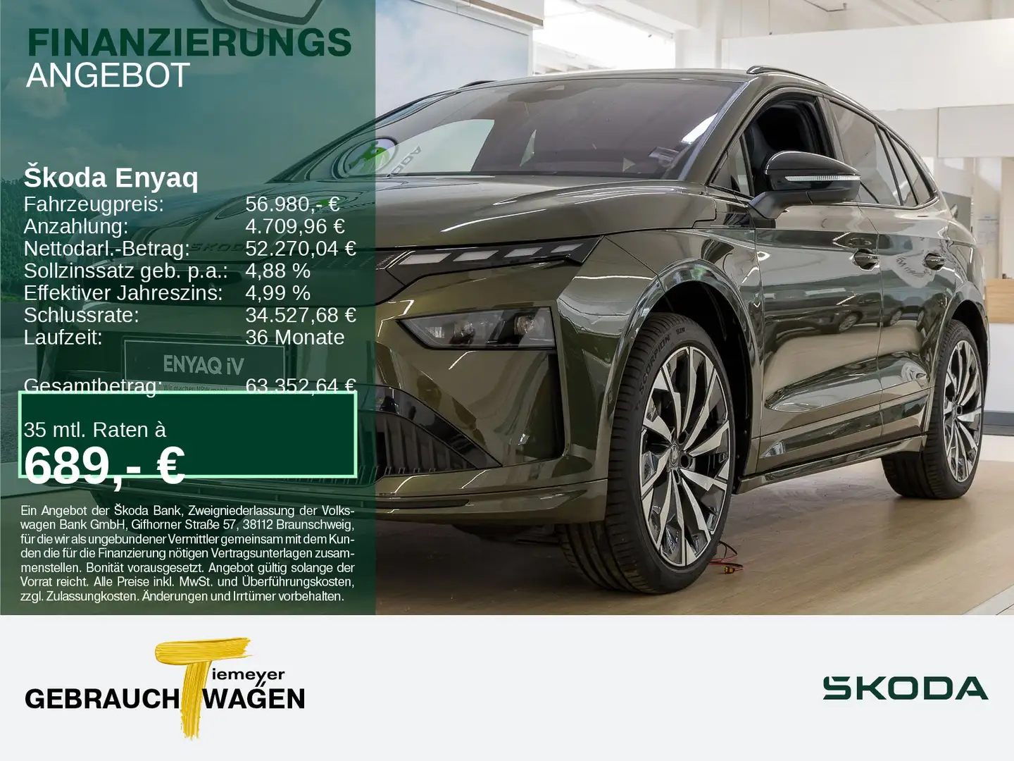 Skoda Enyaq iV 85x SPORTLINE AHK NAVI MATRIX Grün - 1