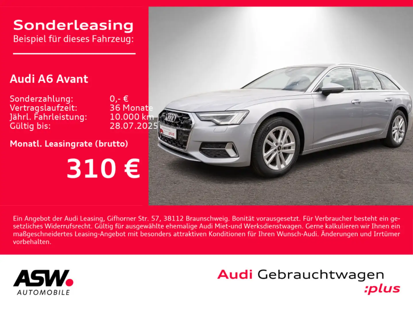 Audi A6 advanced 45TFSI Navi Matrix Pano RFK VC Silber - 1