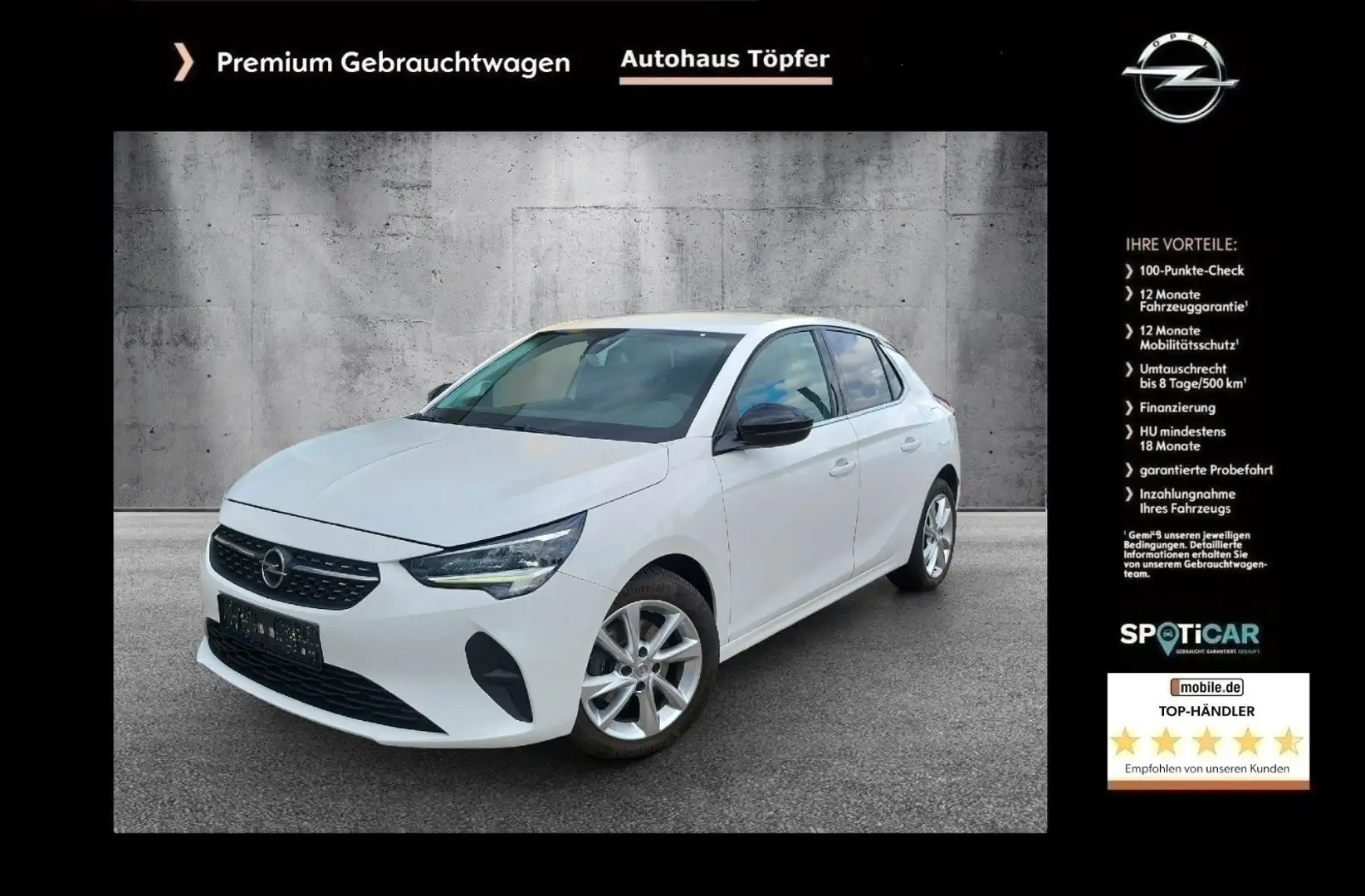 Opel Corsa F 1.5 Turbo Diesel "Elegance" aus 1-Hand Weiß - 1