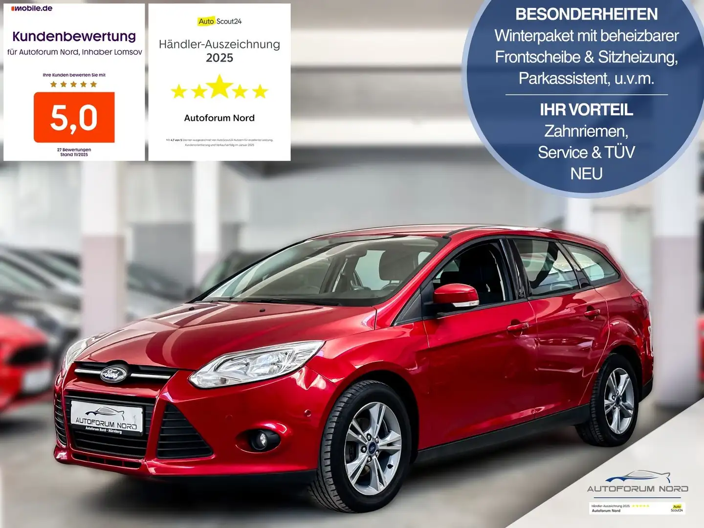 Ford Focus Turnier Champions *NEU ZAHNRIEMEN+SERVICE* Rouge - 1