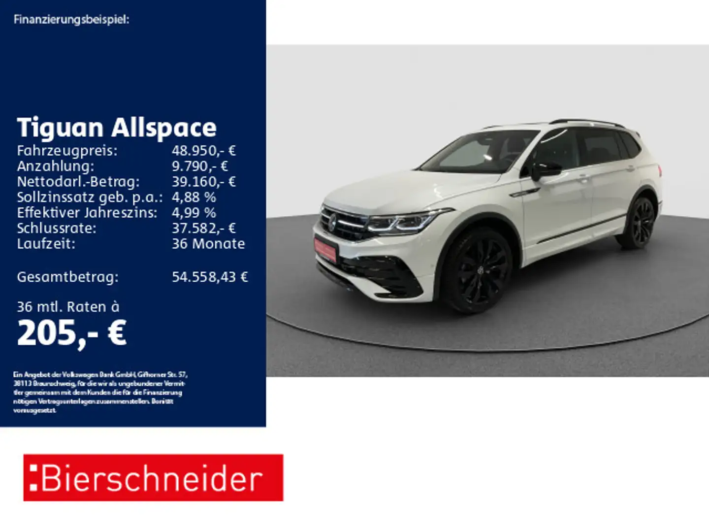 Volkswagen Tiguan Allspace 2.0 TDI DSG 4Mo R-Line Black 7SI Weiß - 1