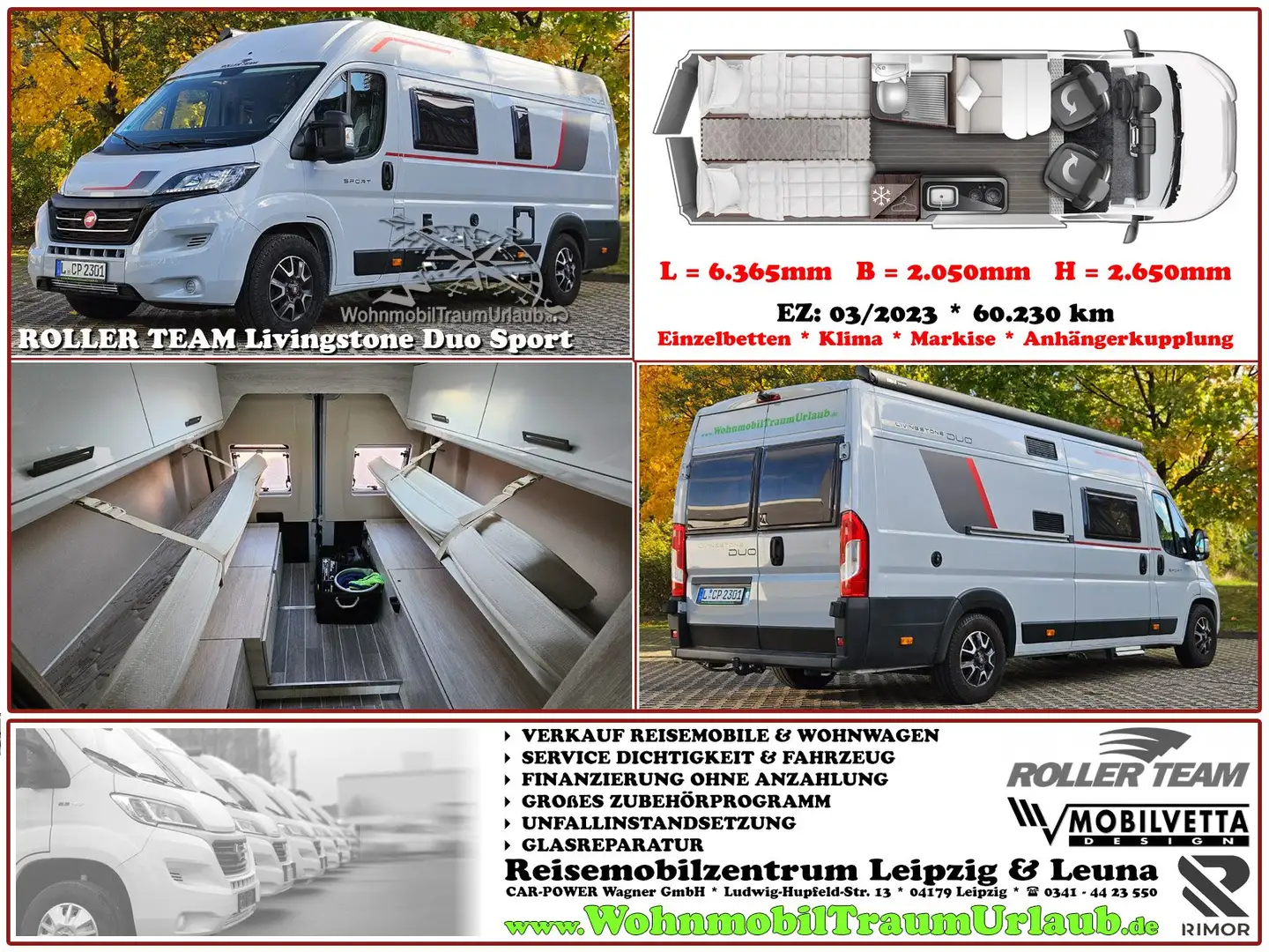 Roller Team Livingstone DUO Sport 140PS*SOLAR*MARKISE*SOFORT Grigio - 1