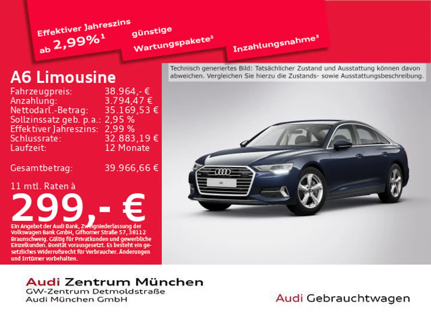 Audi A6 45 TFSI S tronic advanced ACC/Navi+ Blau - 1