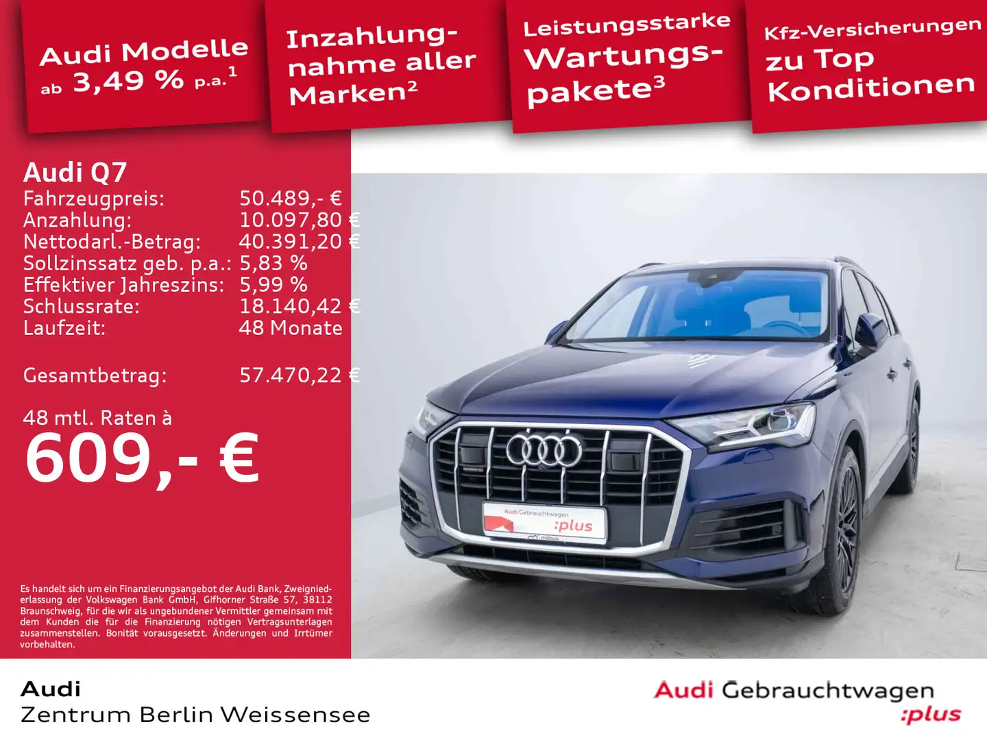 Audi Q7 50 TDI TIPT*QU*7-SITZ*PANO*ACC*B&O*ASSIST*NAV Blau - 1