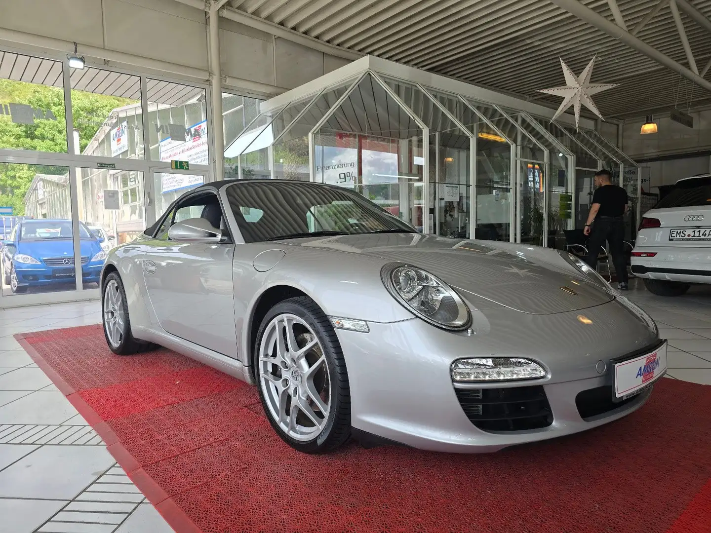 Porsche 997 911 Carrera Cabrio+NAVI+BI XENON+1. HAND+ Argento - 2