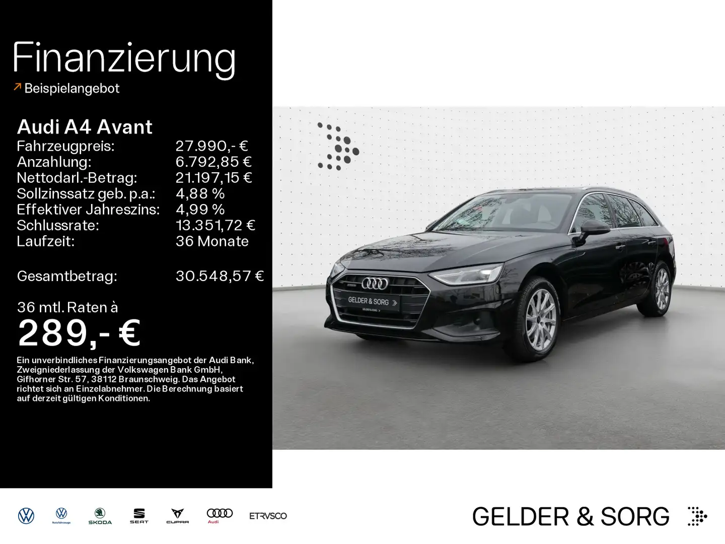 Audi A4 40 TDI quattro LED*Navi*DAB*EPH*AHK Schwarz - 1
