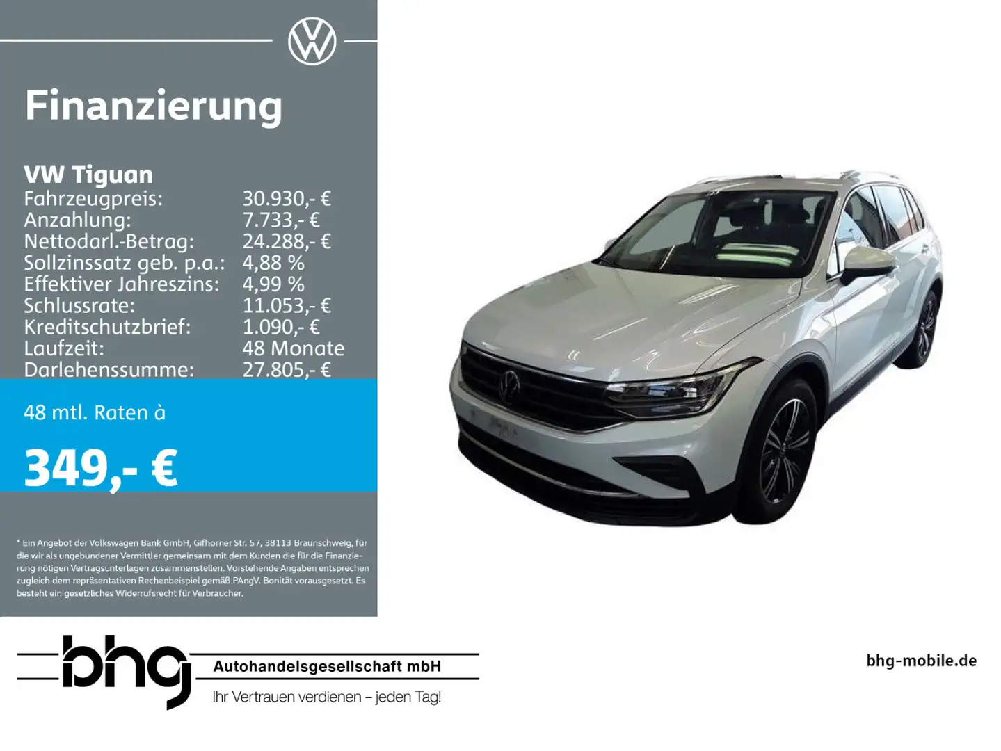 Volkswagen Tiguan 1.5 TSI OPF Life Navi connect PanoDach LE Weiß - 1