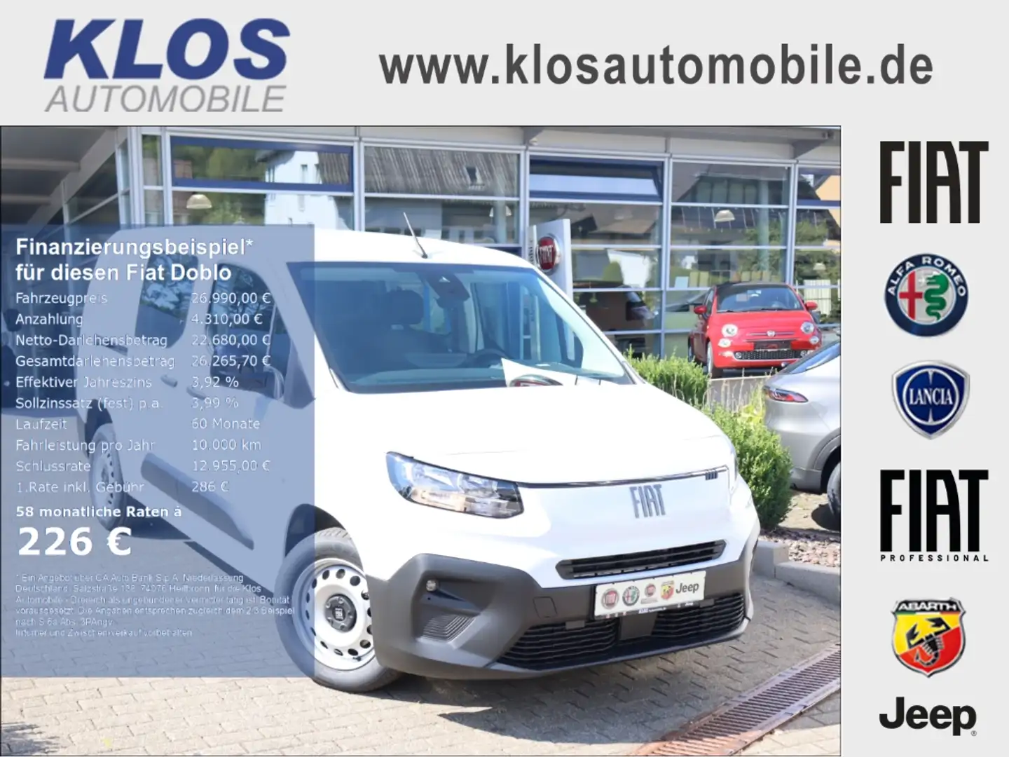Fiat Doblo CARGO MULTICAB L2H1 1.5 BLUEHDI 130PS WINTER TECHN Weiß - 1
