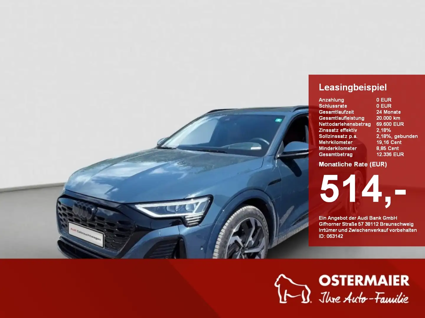 Audi Q8 e-tron S-LINE 55 QUATTRO NP:121tEUR! AHK.PANO.SITZLUFT.B& Albastru - 1