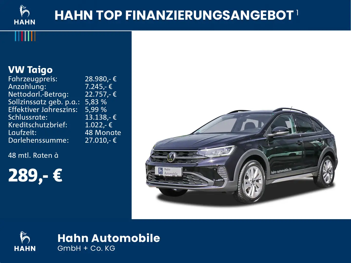 Volkswagen Taigo GOAL 1,0 l TSI OPF 116 PS DSG Ganzjahresre Schwarz - 2