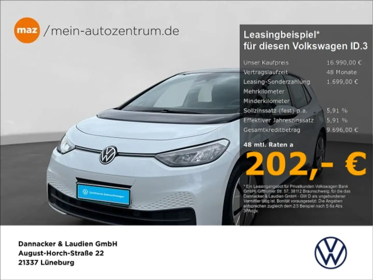 Volkswagen ID.3 Pure Performance 110 kW Alu LED Navi App-Co Weiß - 1