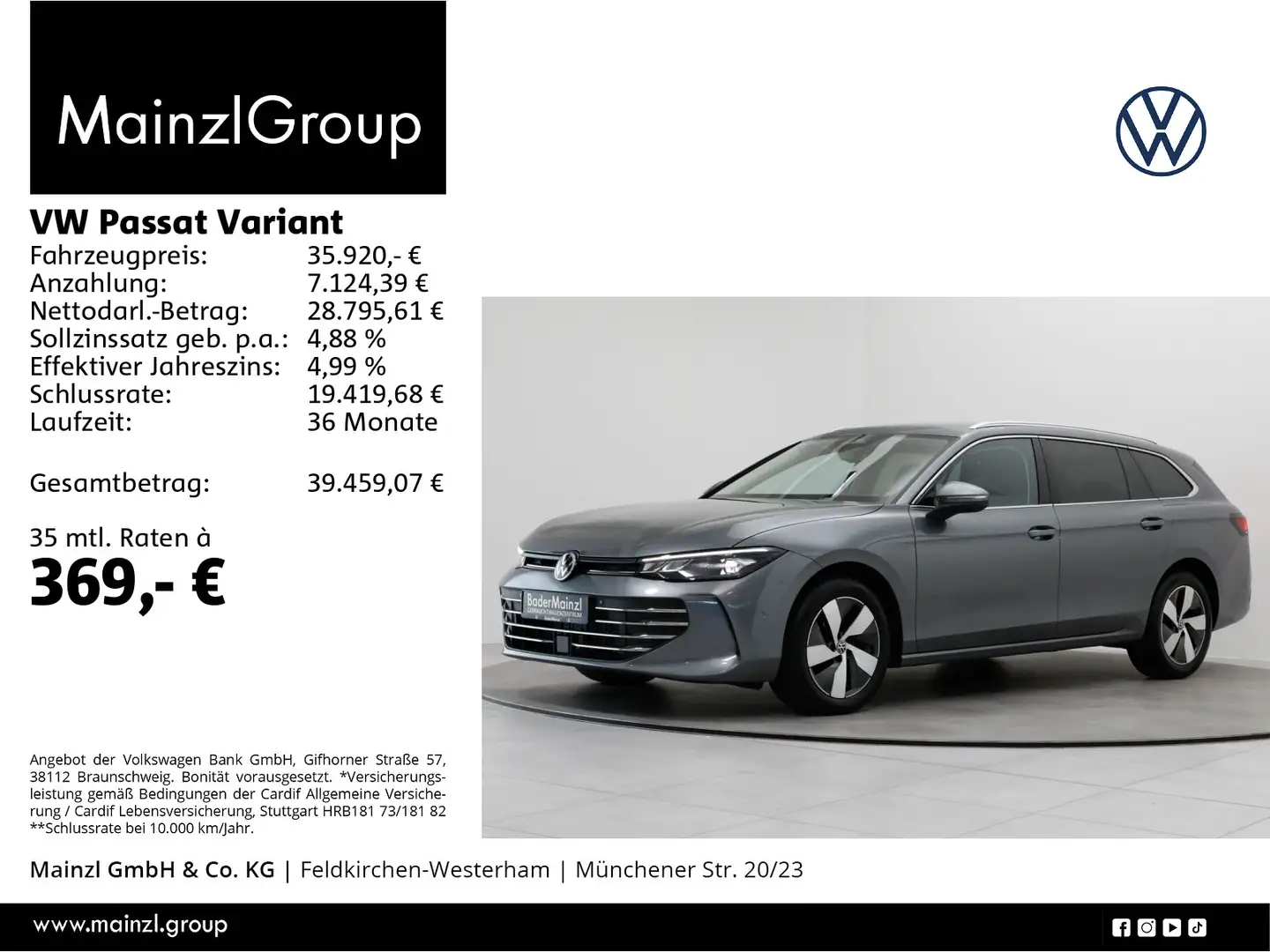 Volkswagen Passat Variant 2.0 TDI DSG Business AHK Kamera Grau - 1