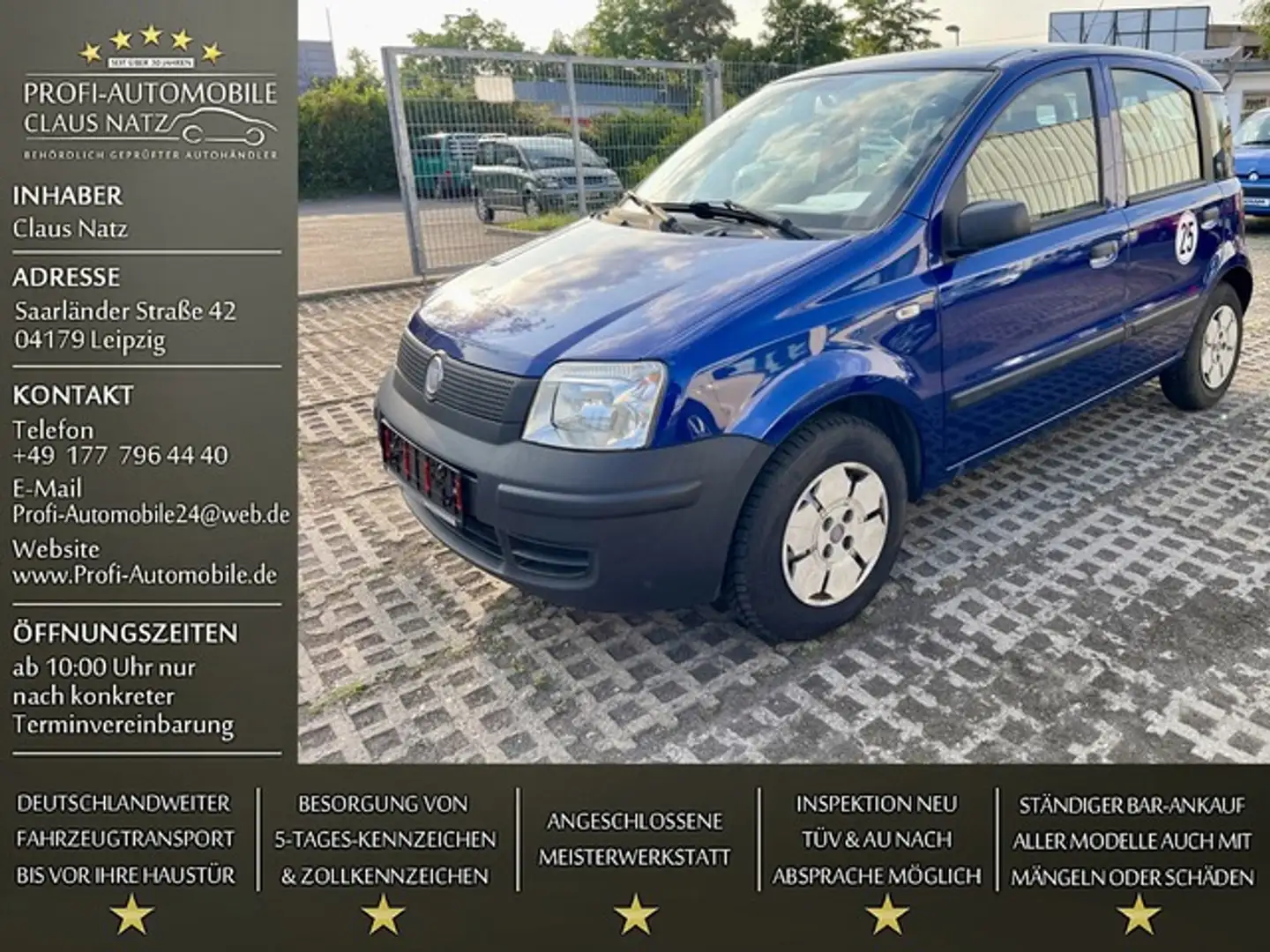 Fiat Panda 25 KMH KM H*Klima*1.Hd*72.000KM*Lieferg* Bleu - 1