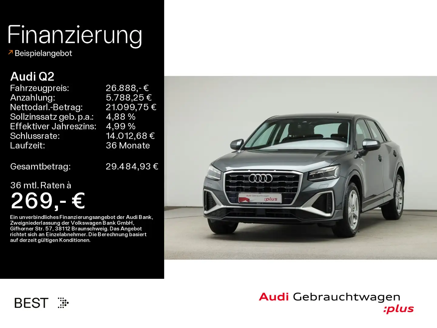 Audi Q2 S line 35 TDI Matrix*Assist*Navi*Kamera Grau - 1