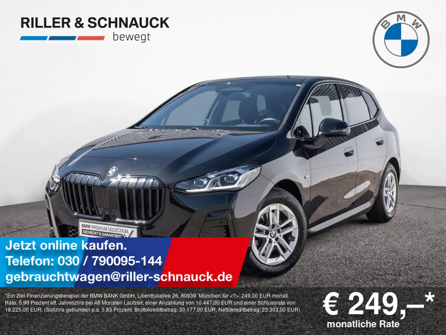 BMW 220 i Active Tourer M-Sport AHK+PANO+ACC+HUD+H Negro - 1
