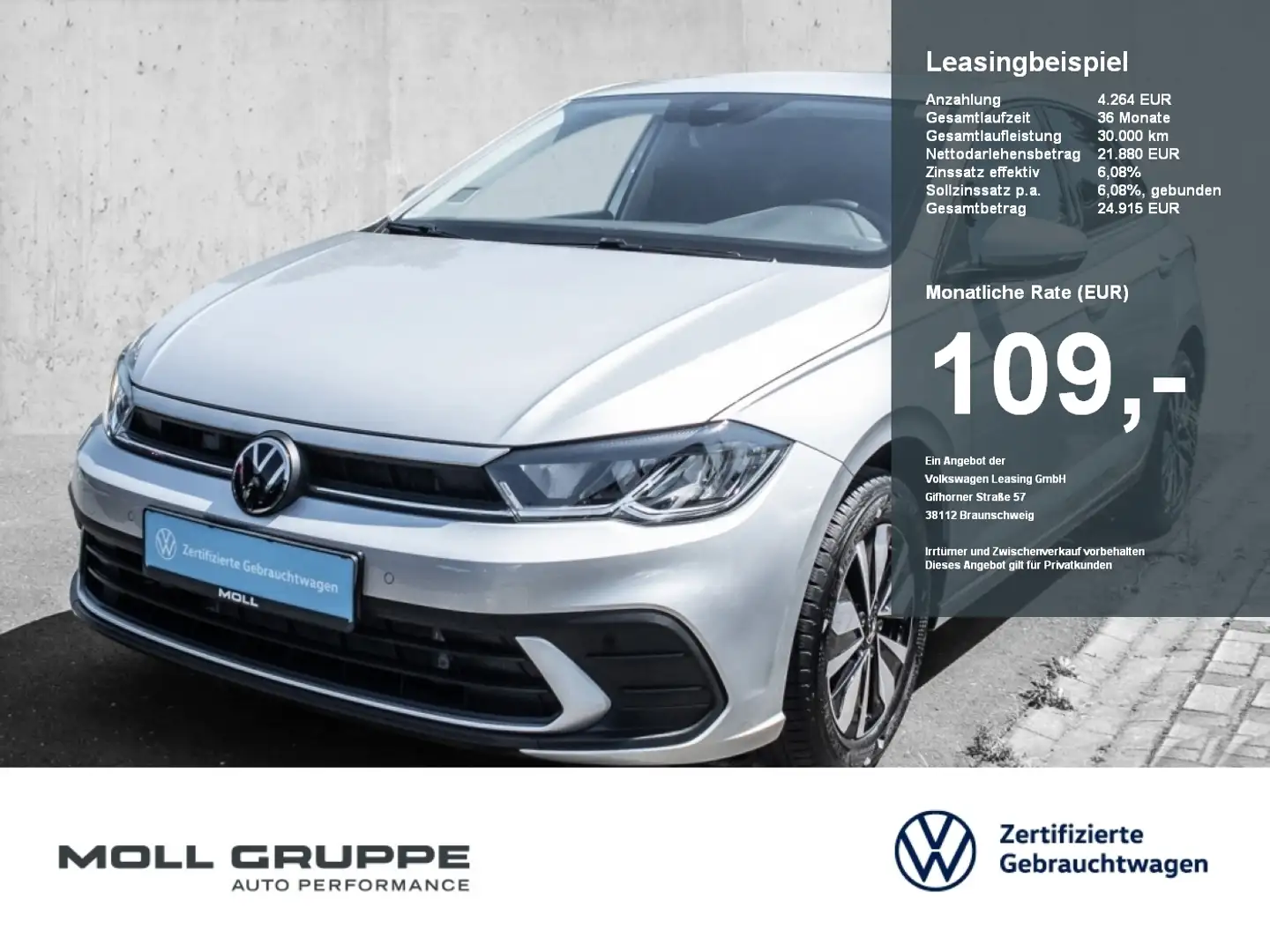 Volkswagen Polo 1.0 TSI DSG Life MOVE AHK NAVI LED ACC PDC Silber - 1