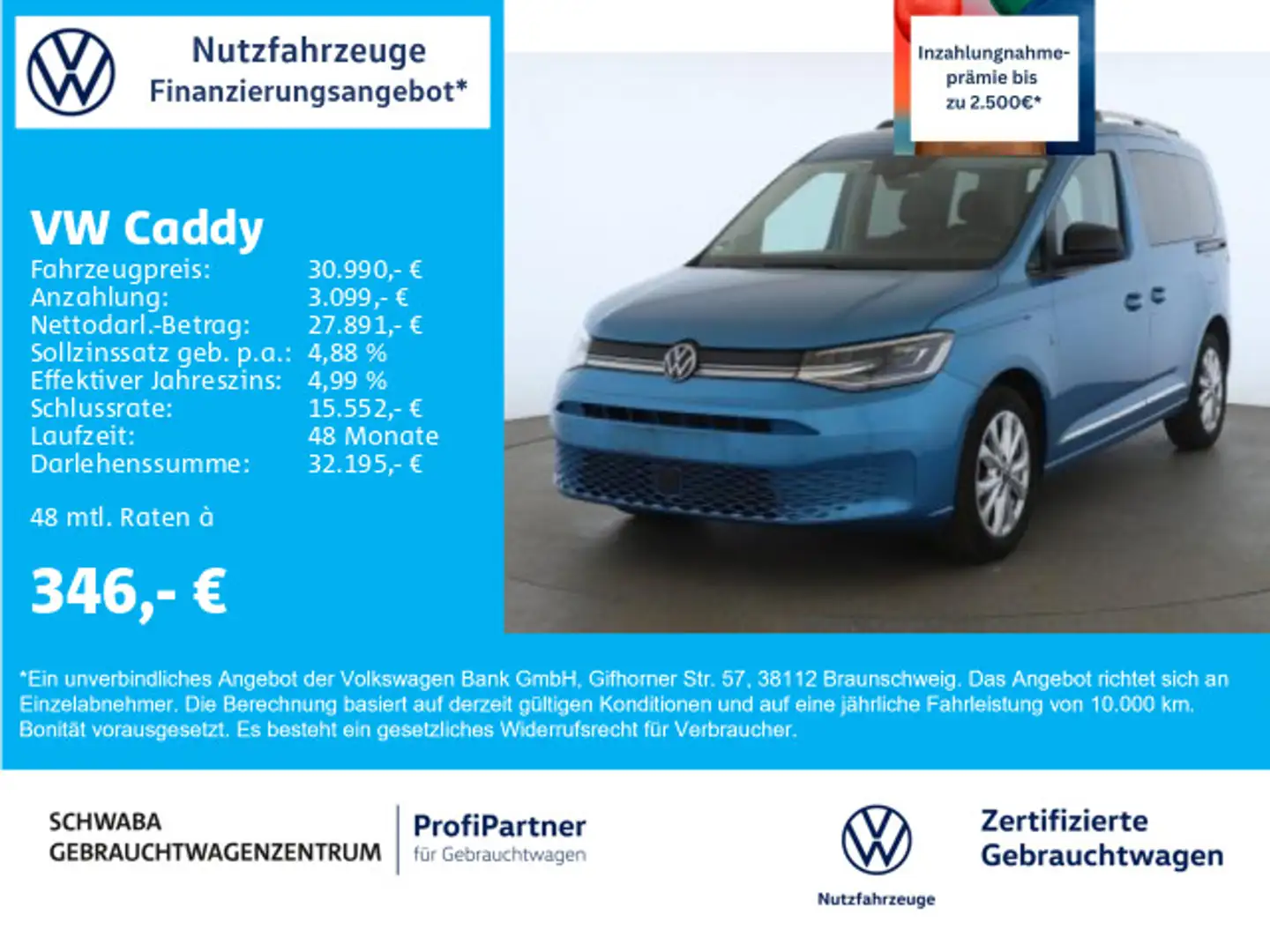 Volkswagen Caddy Style 1.5 TSI LED*NAVI*R-KAM*VIRTUAL*8fach Blau - 1