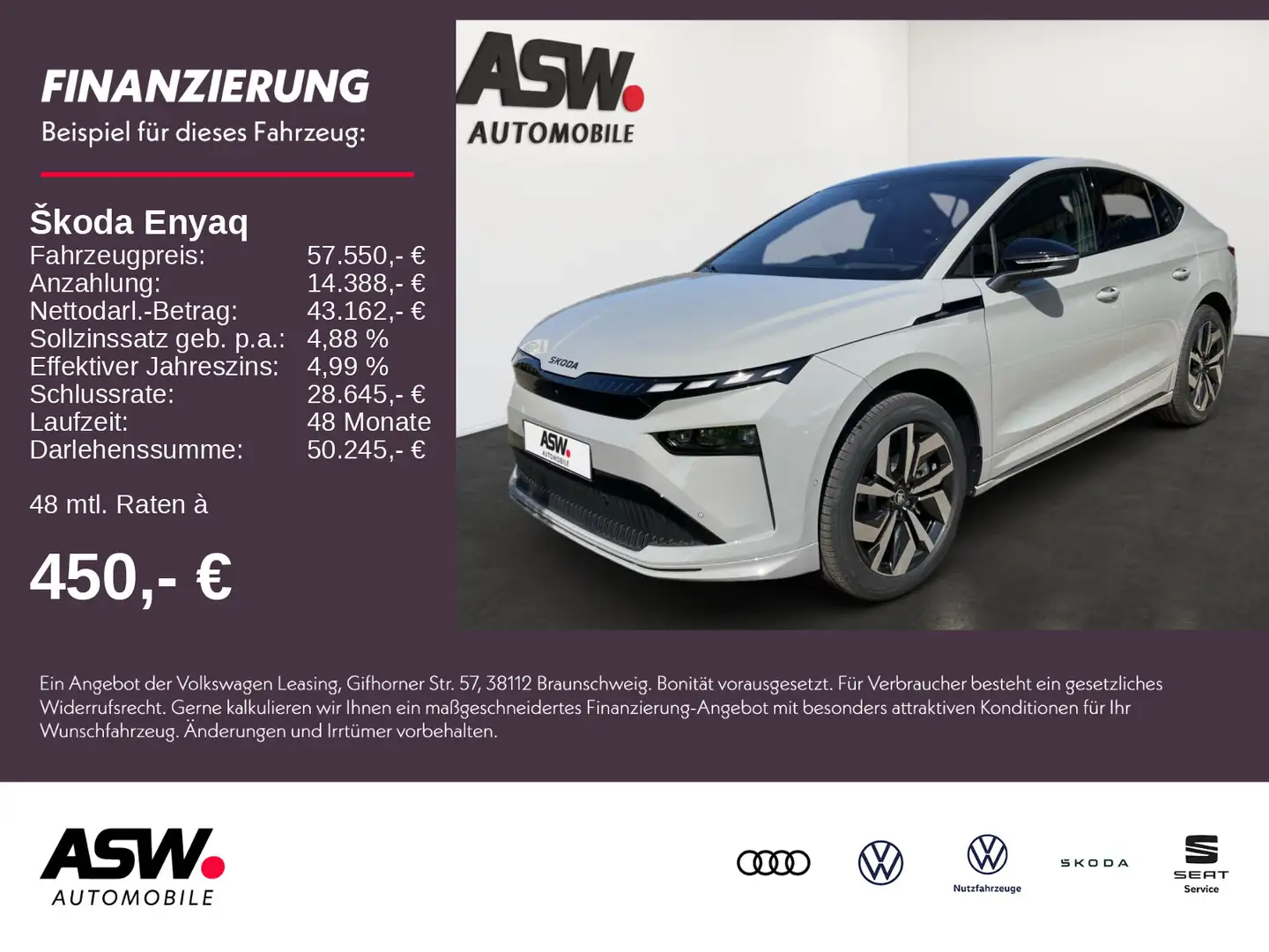 Skoda Enyaq Coupe 85 Sportline 285PS 360° ACC SHZ AHK Grau - 1
